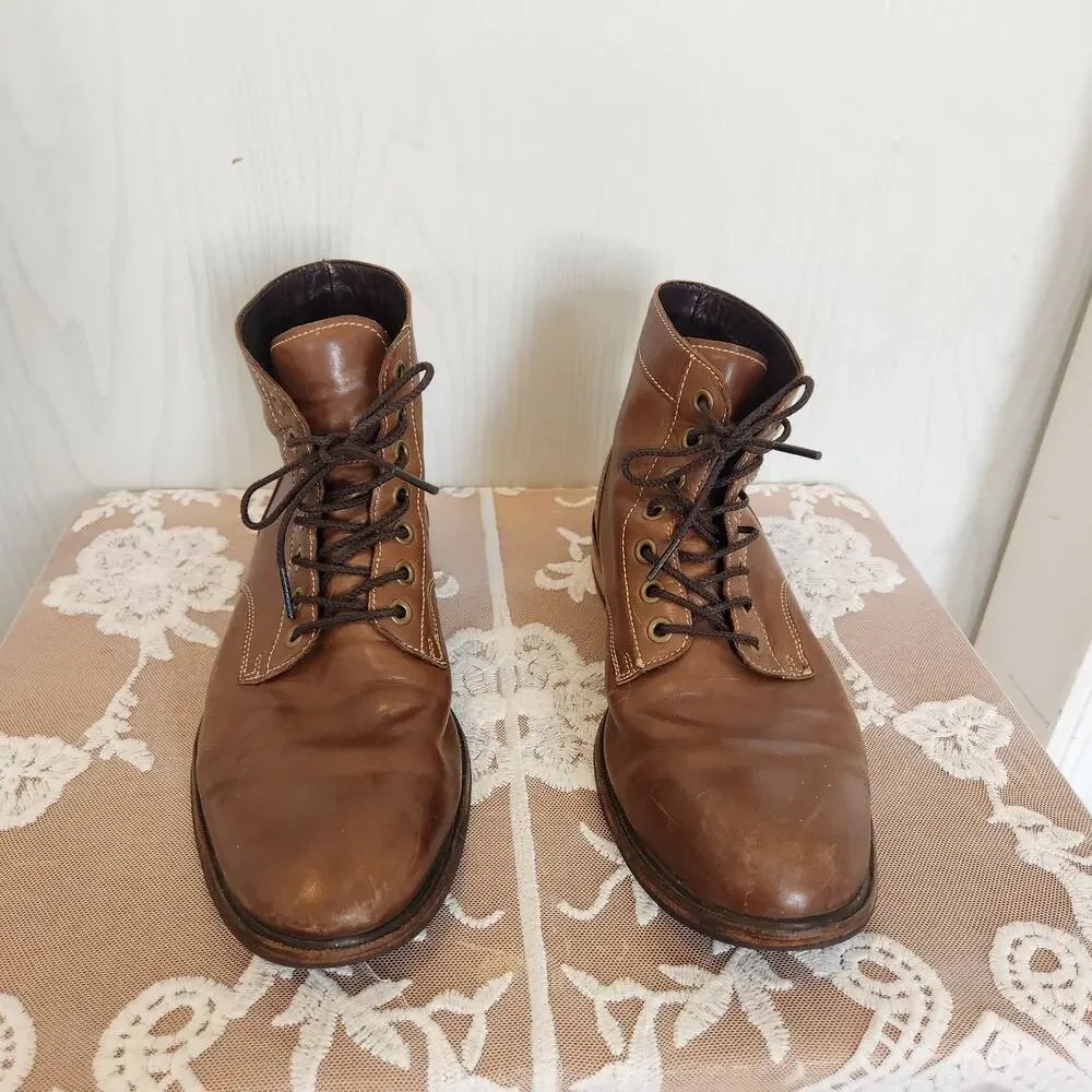 Cole Haan Men’s 9.5 Brown Leather Lace Up Heritage Dress Boots Preppy Academia